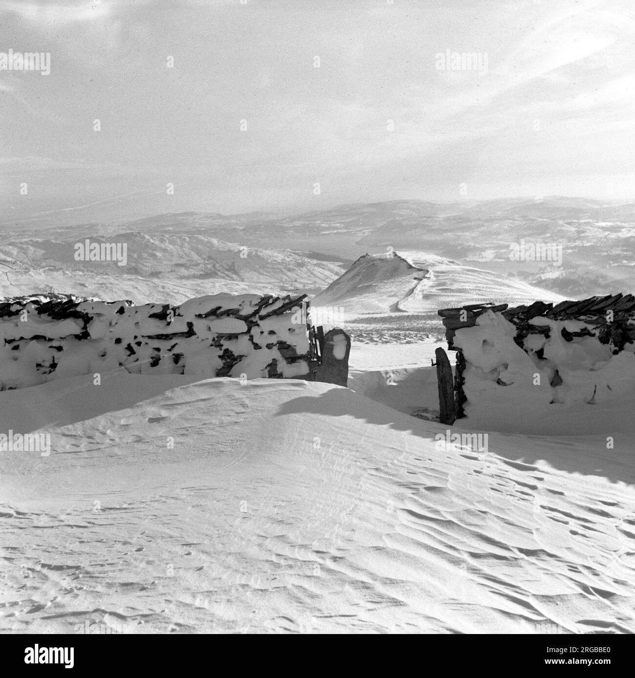 Montagnes et collines enneigées. Banque D'Images