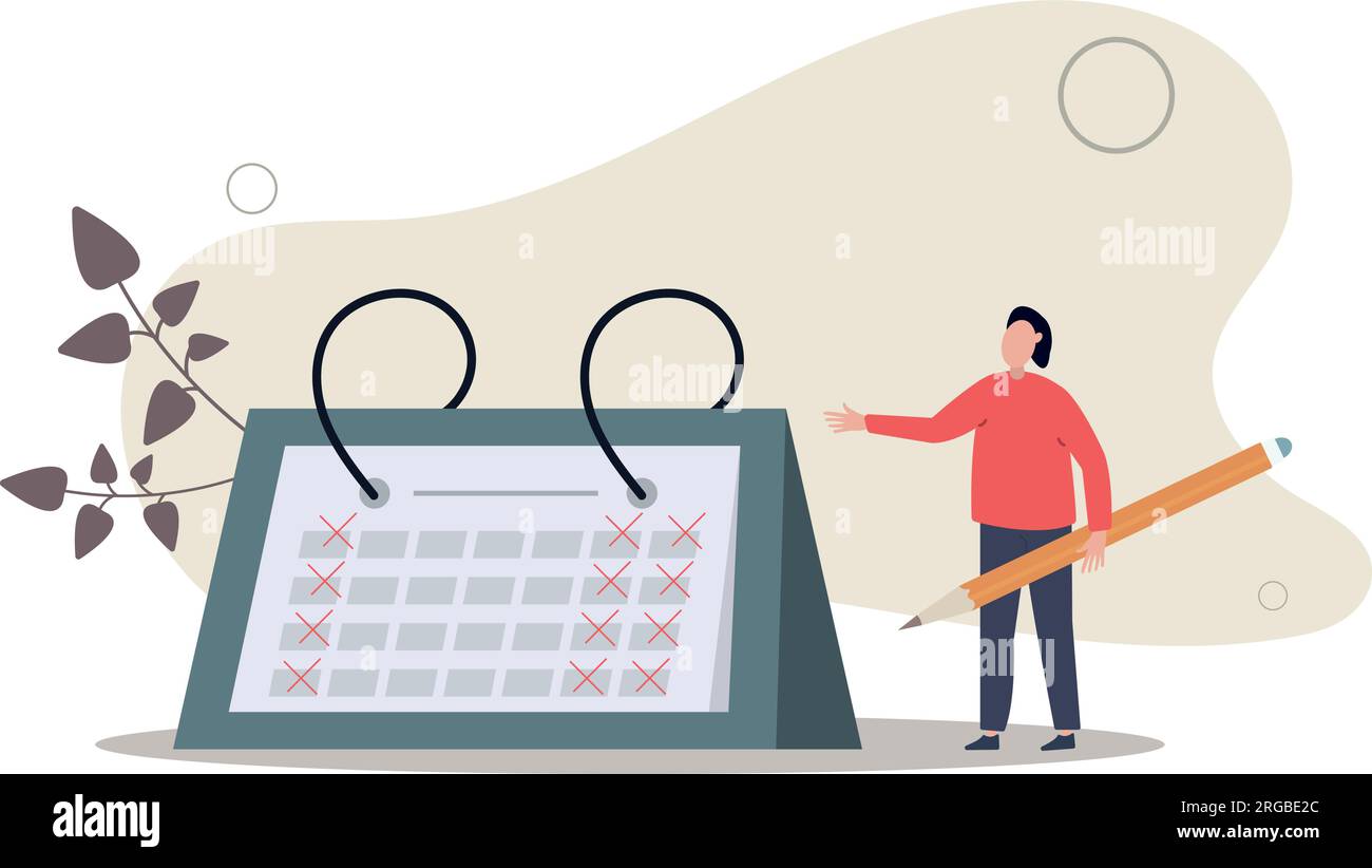 semaine de travail de quatre jours, réduire la journée de travail pour augmenter l'efficacité et la productivité, journée de travail flexible pour le concept d'avantages sociaux des employés / illustration vectorielle plate Illustration de Vecteur