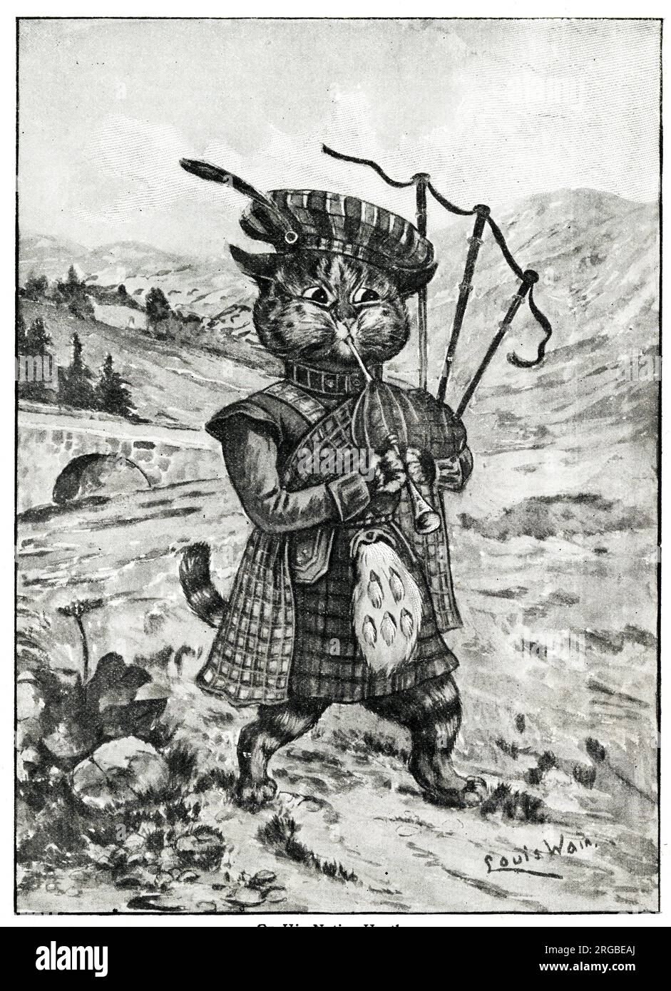 Impression sur toile représentant les chats de Louis Wain, peintre kaléidoscope - Décoration murale moderne - 20 x 30 cm