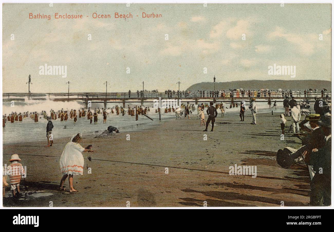 Enceinte de baignade, Ocean Beach and Pier, Durban, province du Natal, Afrique du Sud Banque D'Images