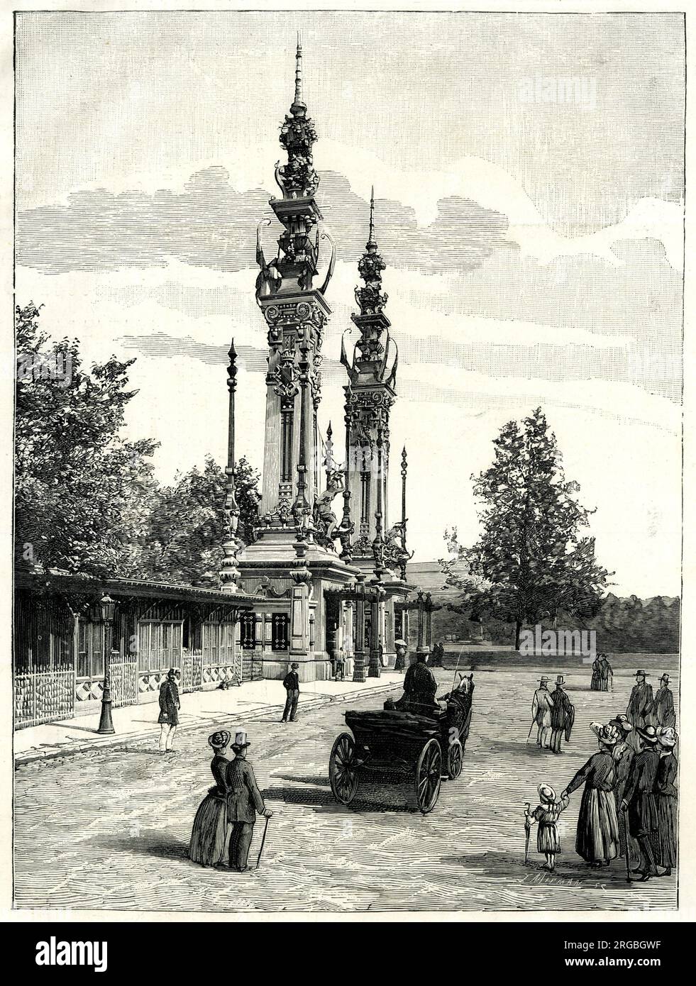 Entrée sur le Quai d'Orsay, exposition internationale du monde, Paris, 1889 Banque D'Images