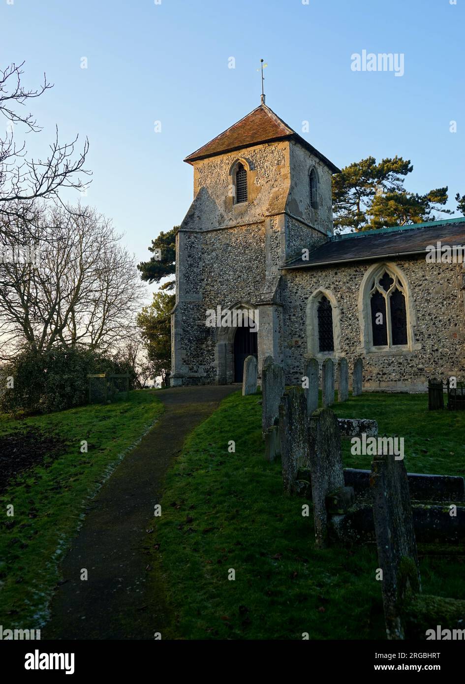 Église Sainte-Marie-la-Vierge à Clothall un après-midi d'hiver Banque D'Images