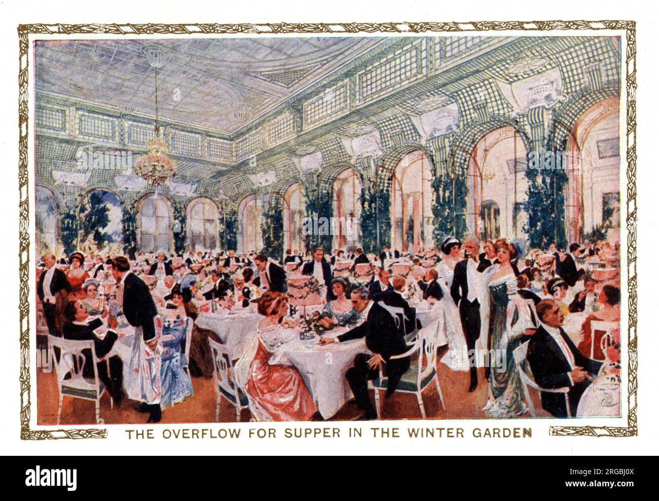 Le débordement pour dîner dans le jardin d'hiver, le Savoy Hotel, Londres Banque D'Images