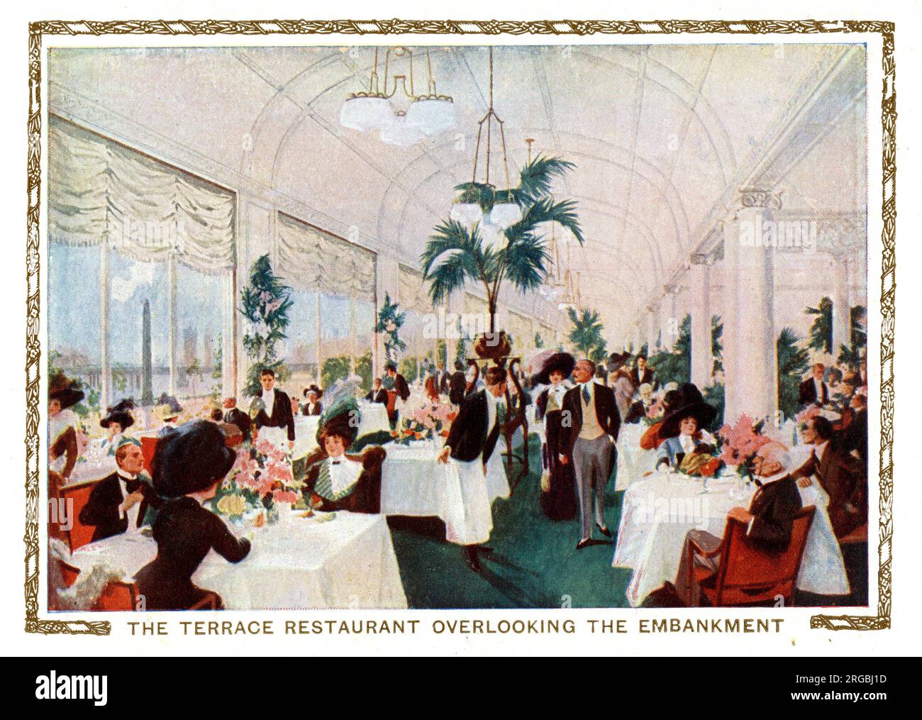 Le restaurant Terrace donnant sur le remblai, The Savoy Hotel, Londres Banque D'Images