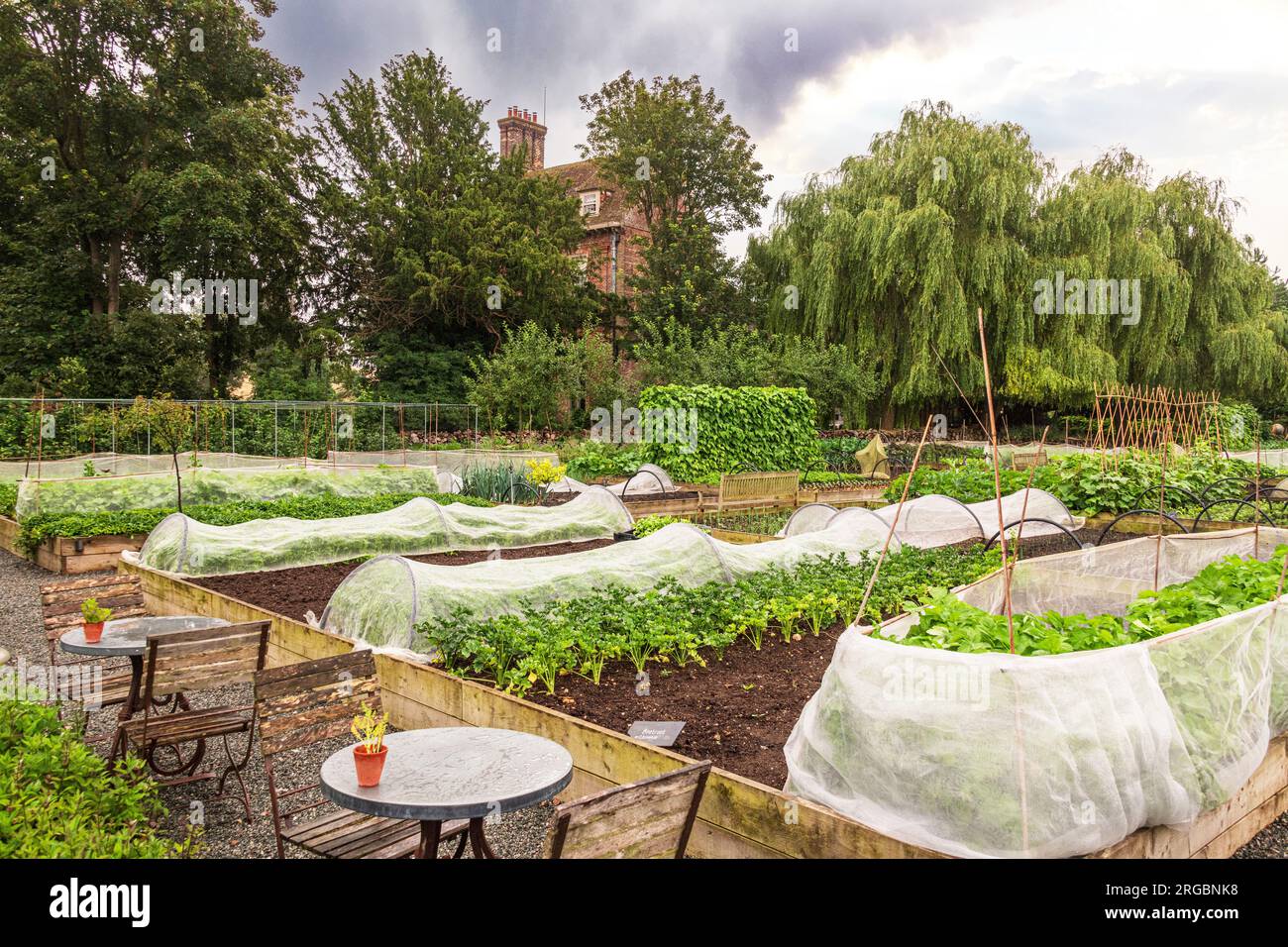 Le jardin du marché au Pig Hotel à Bridge, près de Canterbury, Kent. Banque D'Images
