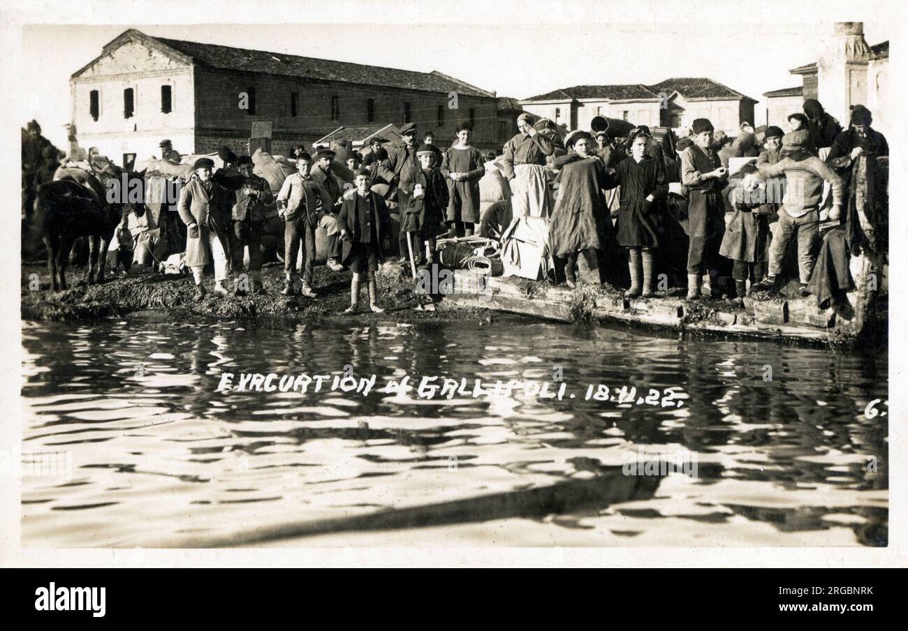 L'évacuation des Grecs de Gallipoli, Turquie - 18 novembre 1922. Banque D'Images