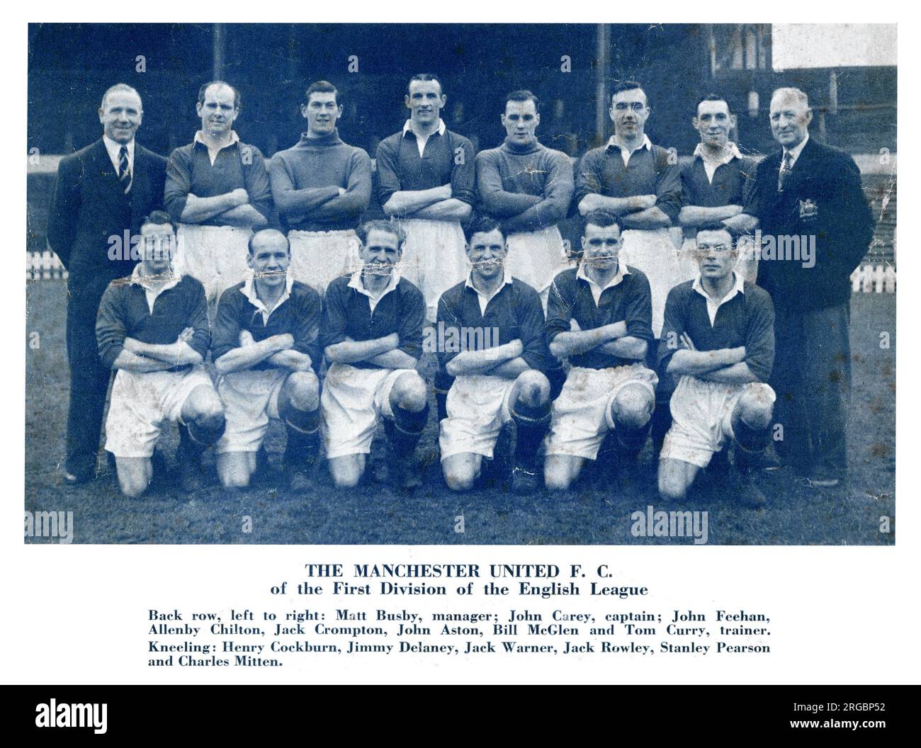 Manchester United FC Team 1949-1950, première division, Ligue anglaise Banque D'Images