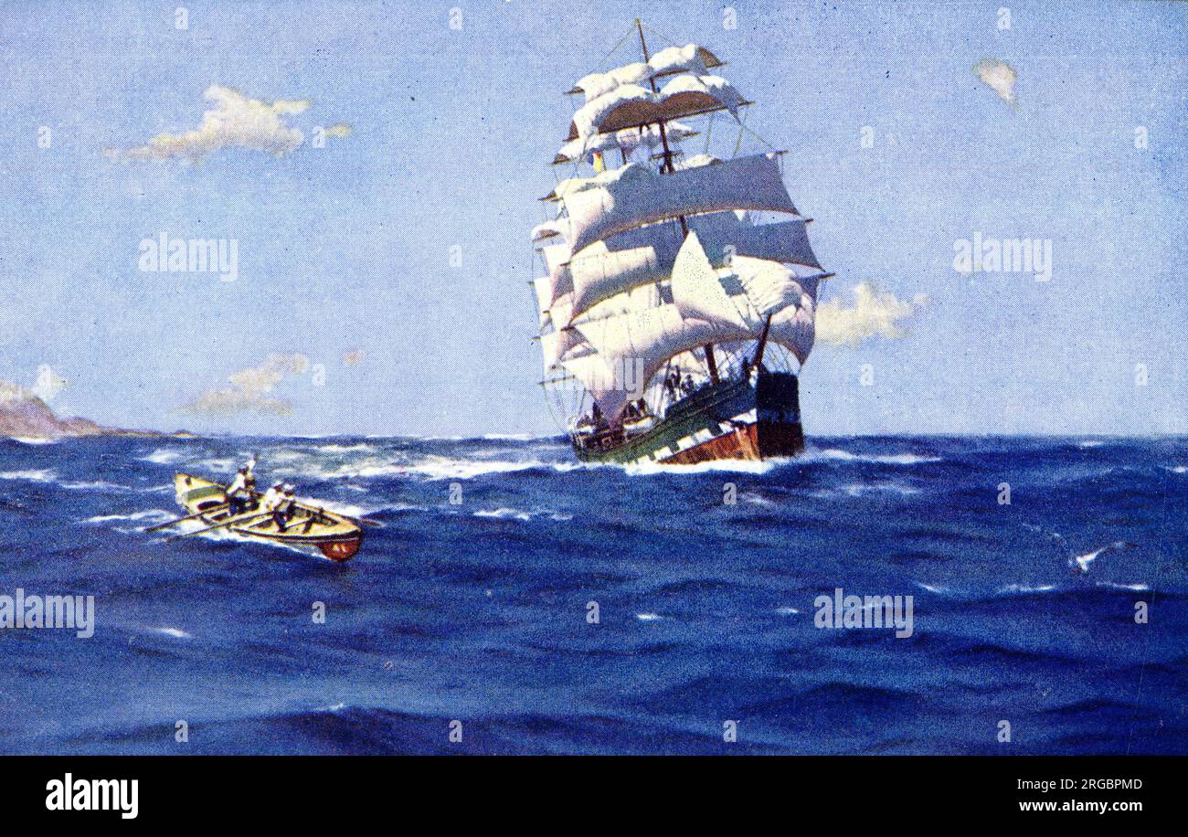 Au large de Valparaiso, peinture d'un voilier par Thomas Somerscales Banque D'Images