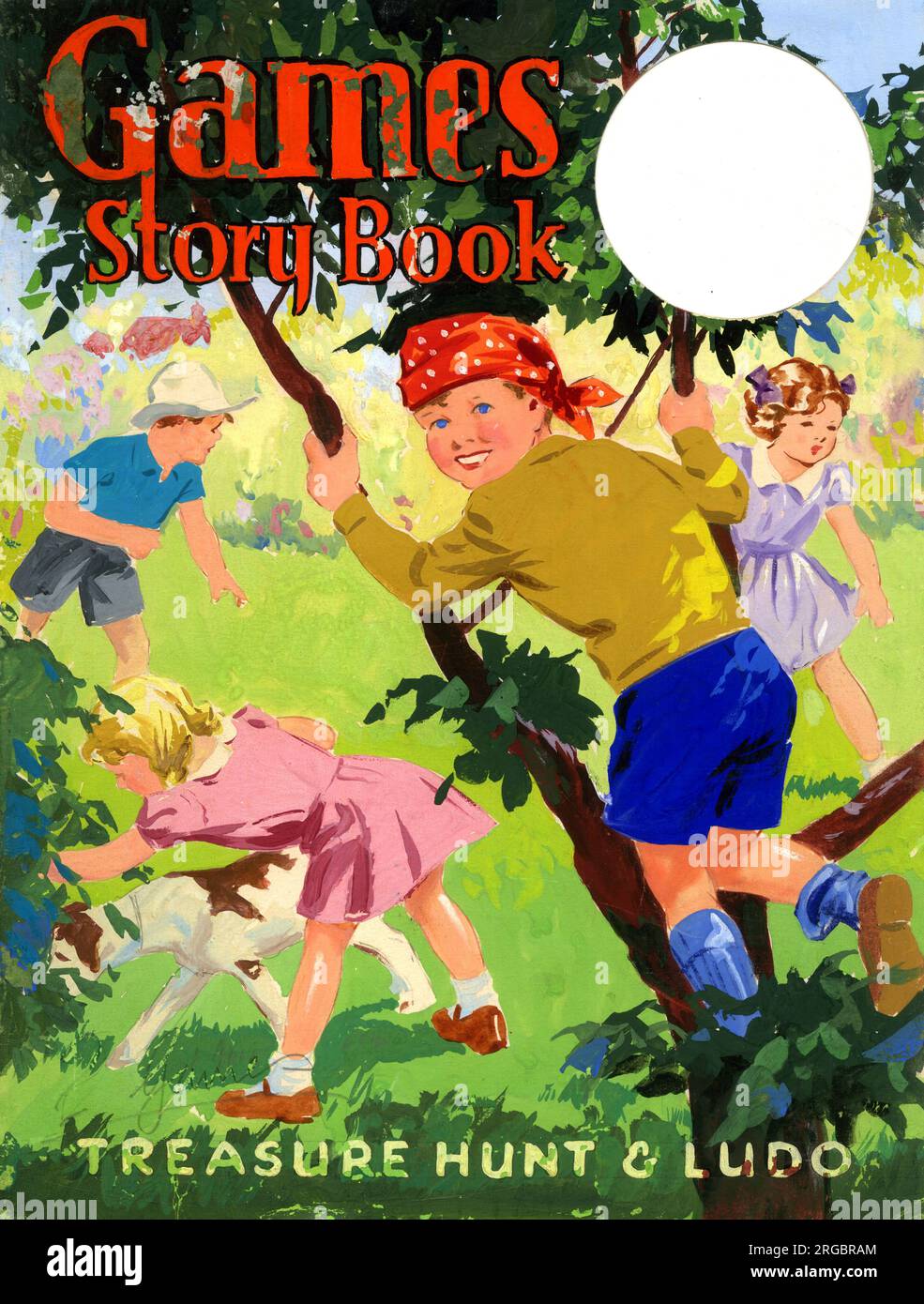 Couverture, livre d'histoire de jeux, chasse au Trésor et ludo Banque D'Images