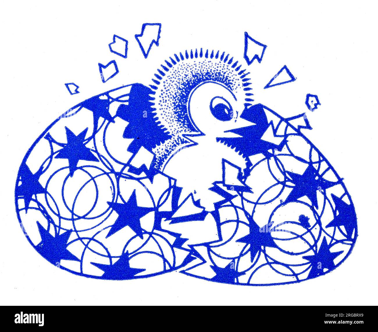 Éclosion de poussins de Pâques à partir de l'oeuf - 1950s bloc de l'imprimante Banque D'Images