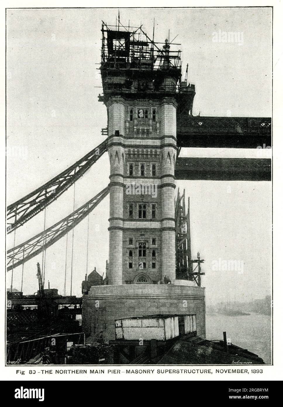 Tower Bridge, Northern main Pier, superstructure en maçonnerie, novembre 1893 Banque D'Images