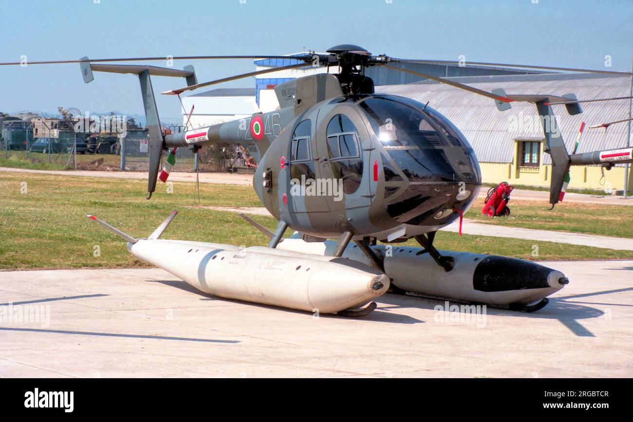 Aeronautica Militare - Breda-Nardi NH-500E MM81309 / 72-46 (msn 247), de GEA 72 Stormo, à la base aérienne de Frosinone le 28 mars 1998. (Aeronautica Militare - Force aérienne italienne) Banque D'Images