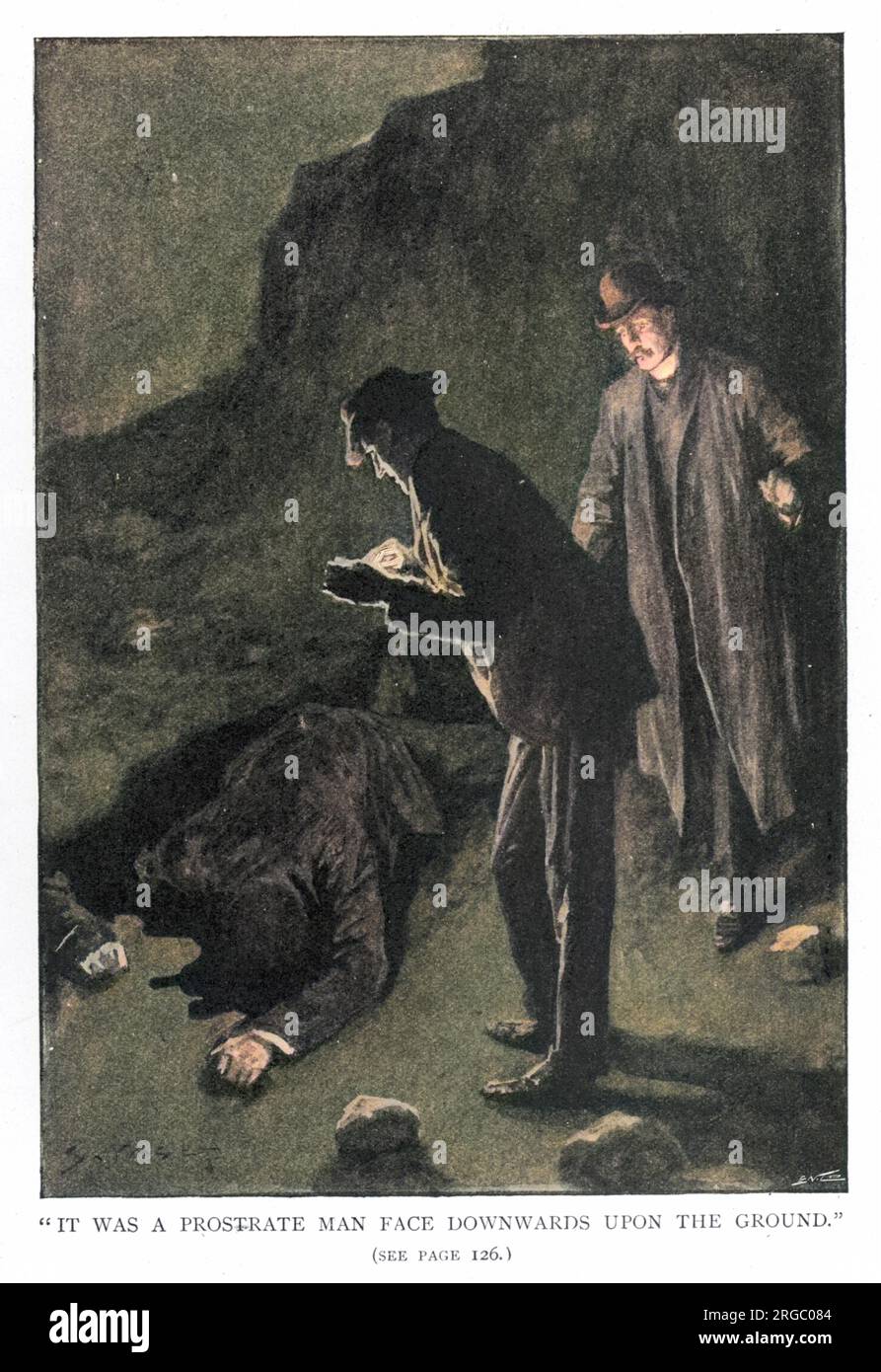 LE CHIEN COURANT DES BASKERVILLES Holmes et Watson découvre « un homme prodigieux... ». Banque D'Images