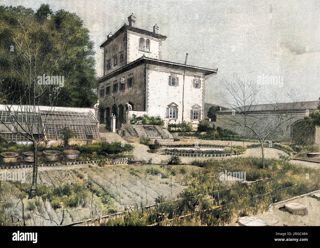 La villa de Walter Savage Landor, écrivain, à Fiesole, près de Firenze, Italie. Banque D'Images