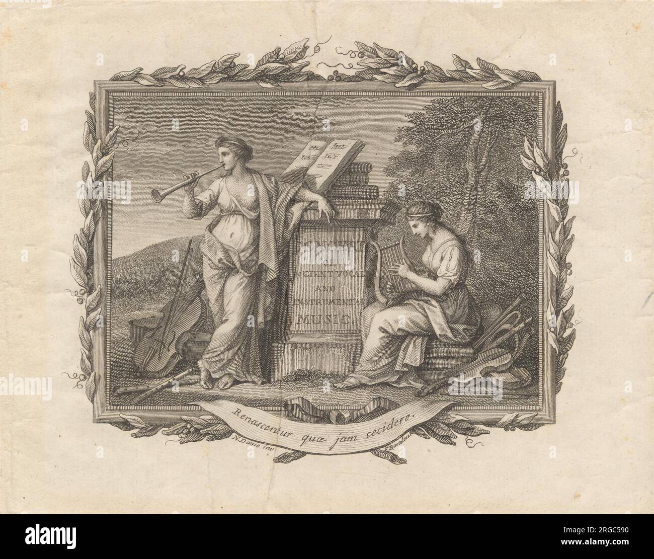 Billet pour le concert de musique vocale et instrumentale antique 1786 par Francesco Bartolozzi Banque D'Images