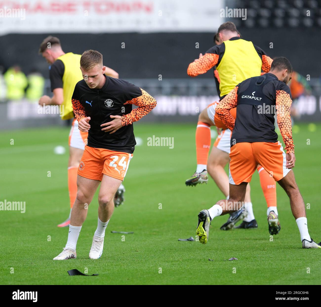 Pride Park, Derby, Derbyshire, Royaume-Uni. 8 août 2023. EFL Carabao Cup football, Derby County contre Blackpool ; Andy Lyons de Blackpool pendant l'échauffement d'avant-match crédit : action plus Sports/Alamy Live News Banque D'Images