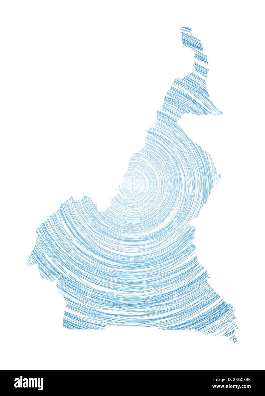 Carte du Cameroun remplie de cercles concentriques. Esquissez des cercles de style dans la forme du pays. Illustration vectorielle. Illustration de Vecteur