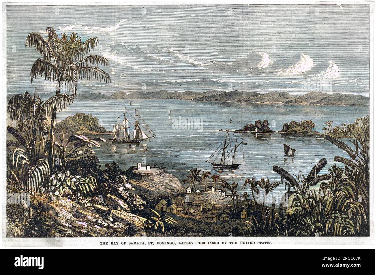 La baie de Samana, Saint-Domingue, achetée par les États-Unis en 1868. Banque D'Images