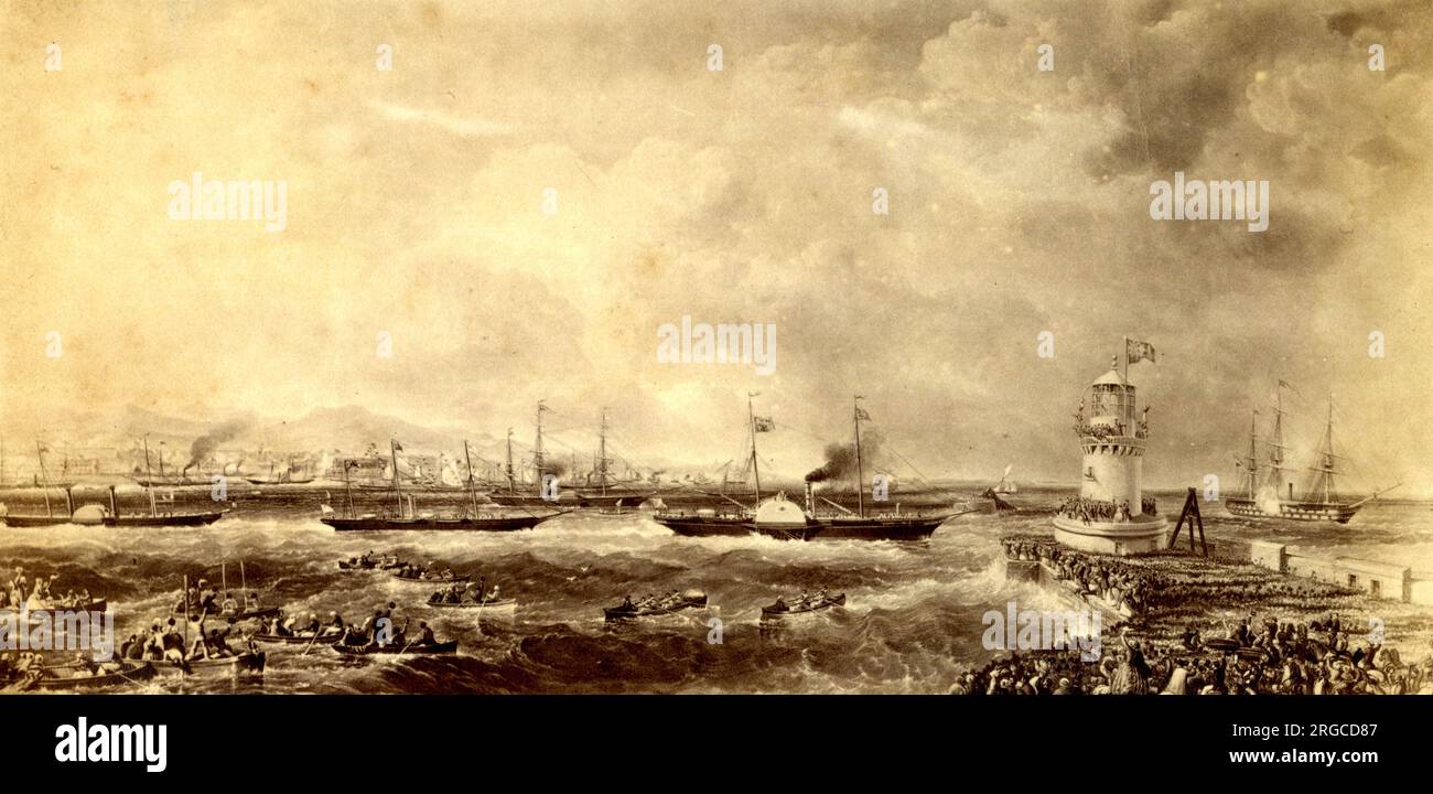 Départ de Queen Victoria du port de Kingstown, Dublin, 10 août 1849 Banque D'Images
