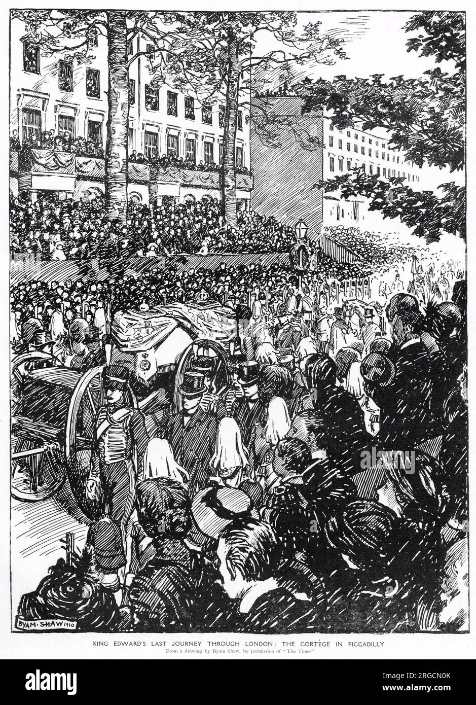 Le dernier voyage du roi Édouard VII à travers Londres - son cortège funéraire passant le long de Piccadilly le 20 mai 1910. Banque D'Images