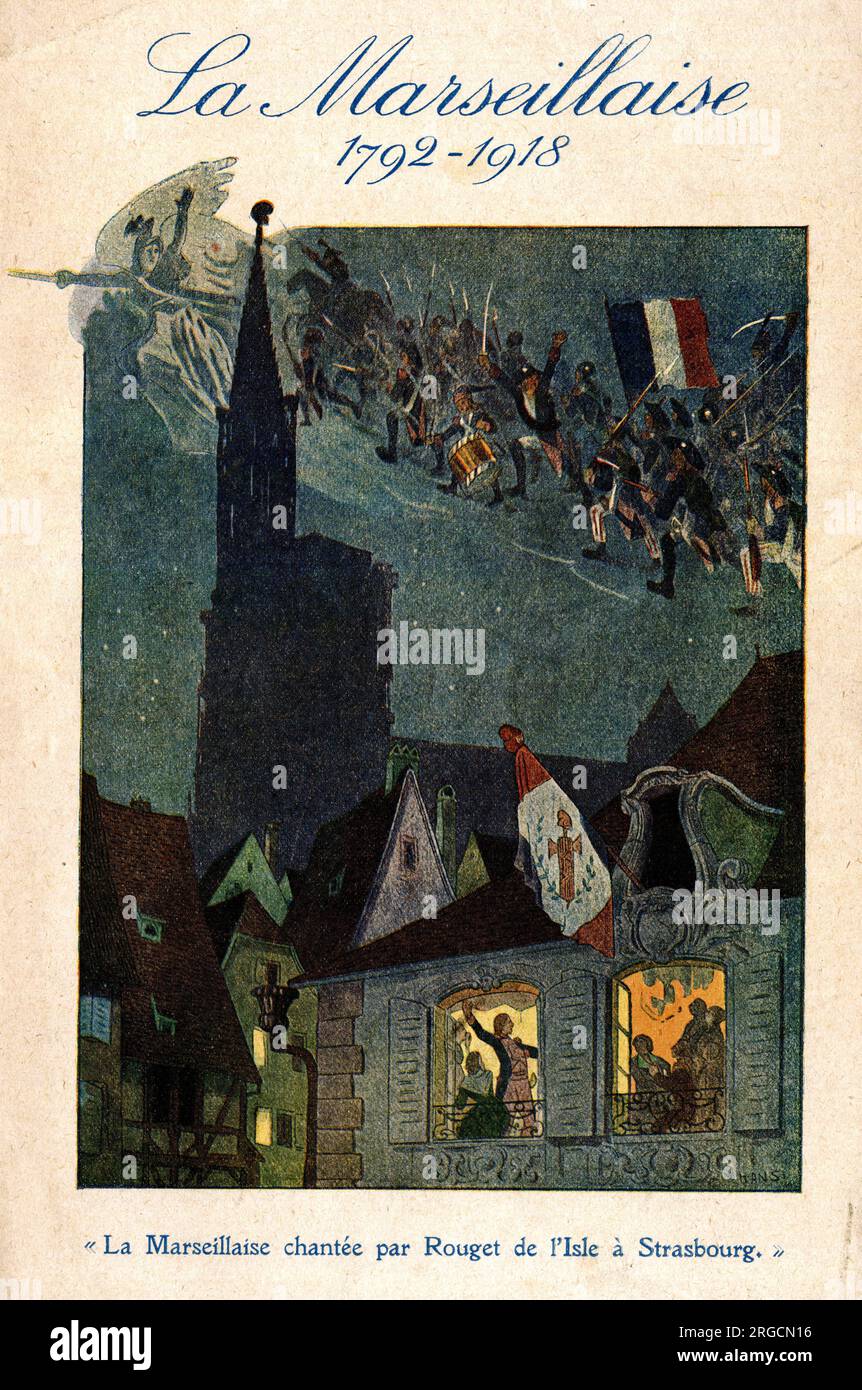 Couverture musicale, la Marseillaise 1792-1918, WW1 - chantée par Rouget de Lisle à Strasbourg (écrivain des mots et de la musique) Banque D'Images