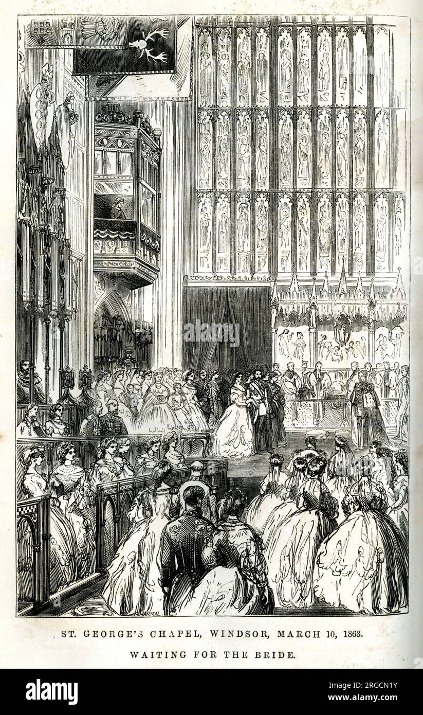 En attente de la mariée, mariage du prince et de la princesse de Galles, chapelle Saint-Georges, Windsor, 10 mars 1863 Banque D'Images