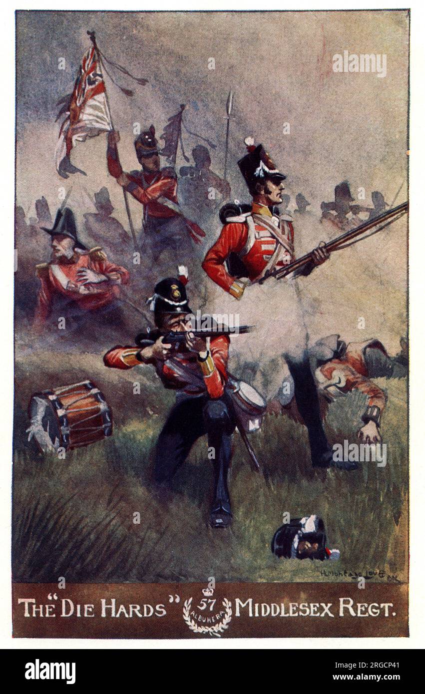 Le glorieux galantry du Middlesex Regiment, le Die Hards, à la bataille d'Albuhera, guerre péninsulaire, 16 mai 1811 Banque D'Images