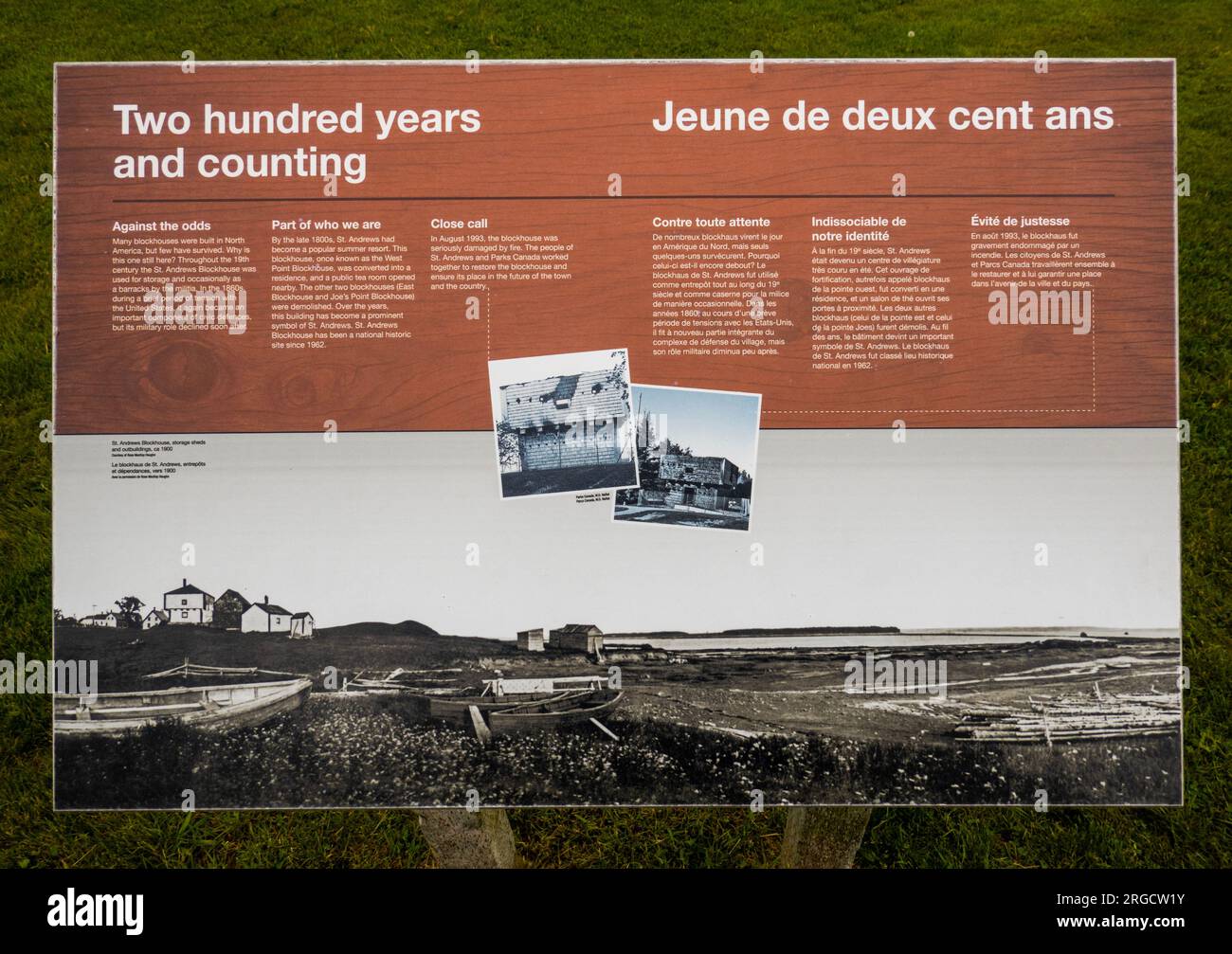 Deux cents ans et compter l'information de marqueur à Saint Andrews Nouveau-Brunswick Canada Banque D'Images
