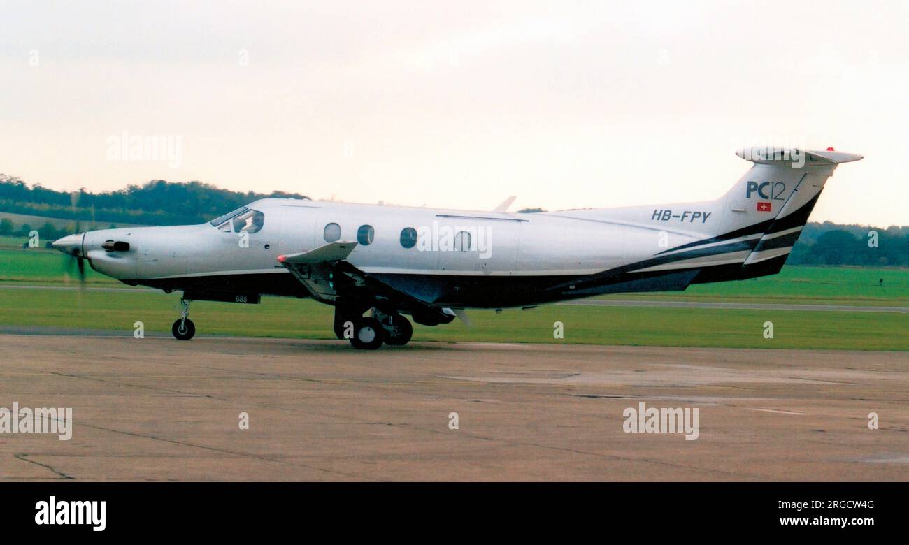 Pilatus PC-12 HB-FPY (msn 685), de Momentum Value Management S.A., à Duxford le 7 juillet 2007 Banque D'Images