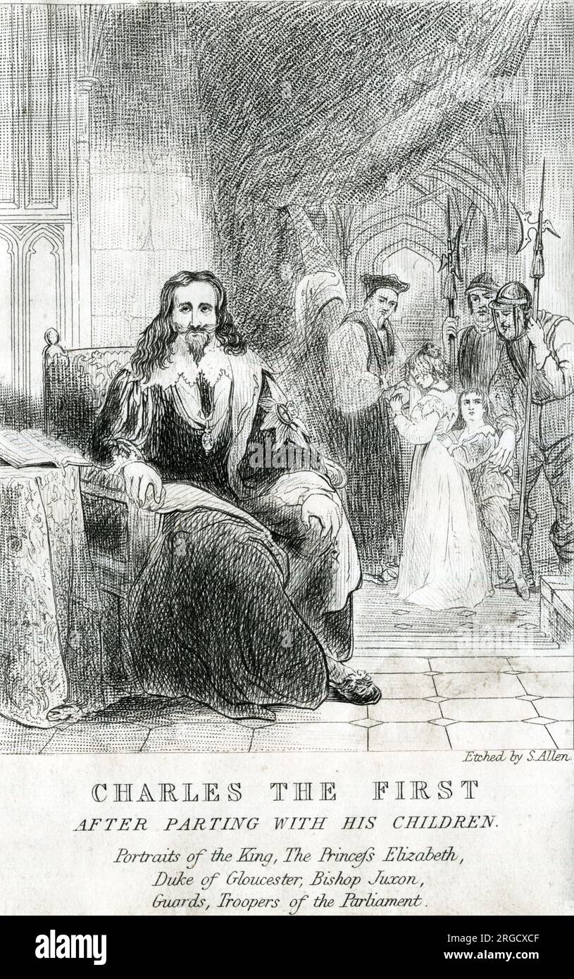 Roi Charles I après avoir partié avec ses enfants, Guerre civile anglaise Banque D'Images