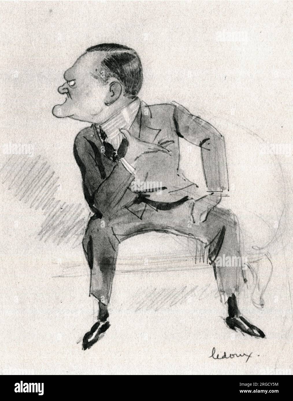 Caricature de Reginald Bell, artiste de vitraux, de Philippe Ledoux Banque D'Images