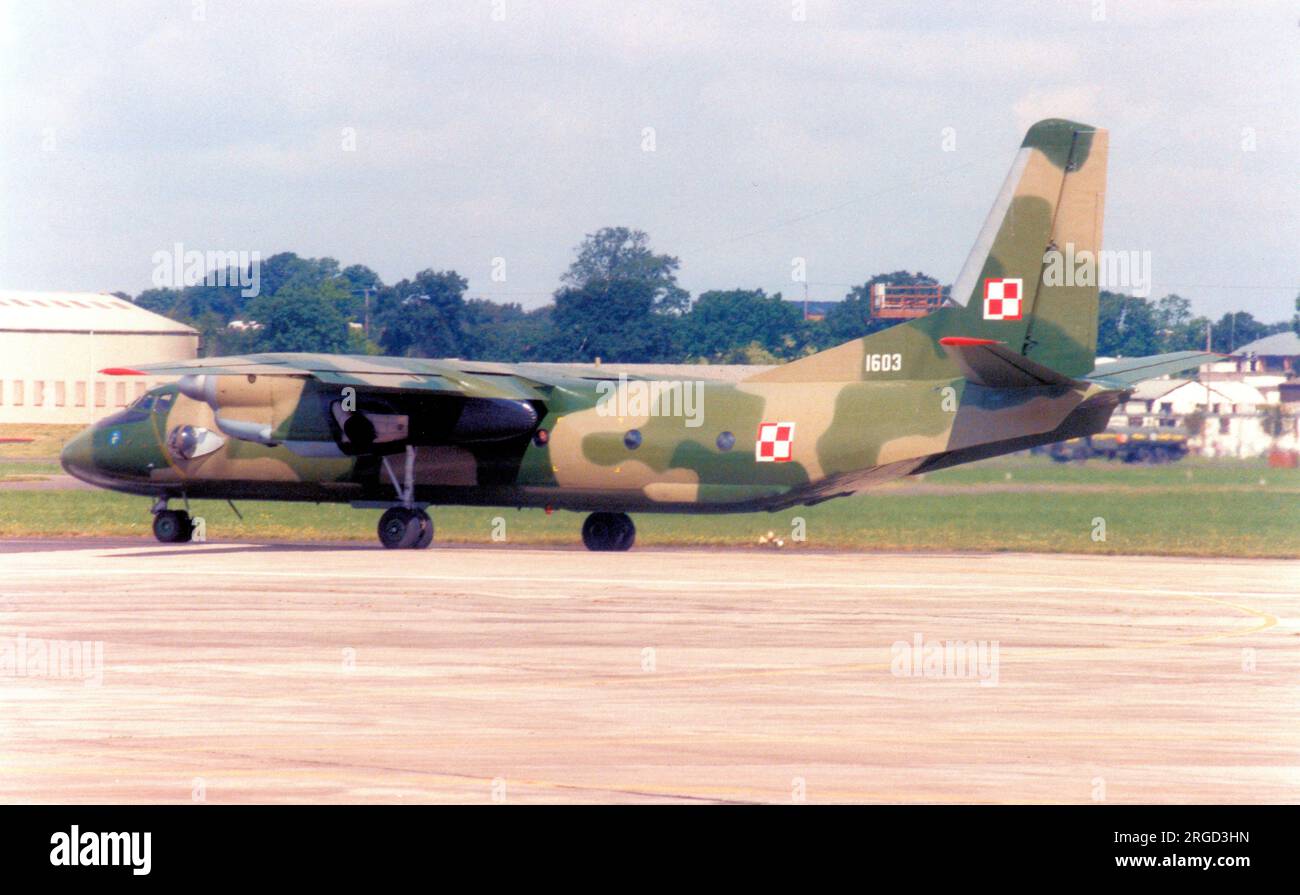 Armée de l'air polonaise - Antonov an-26 1603 (msn 16-03), du 13 PLT, à la RAF Fairford pour le Royal International Air Tattoo le 26 juillet 1999. Banque D'Images