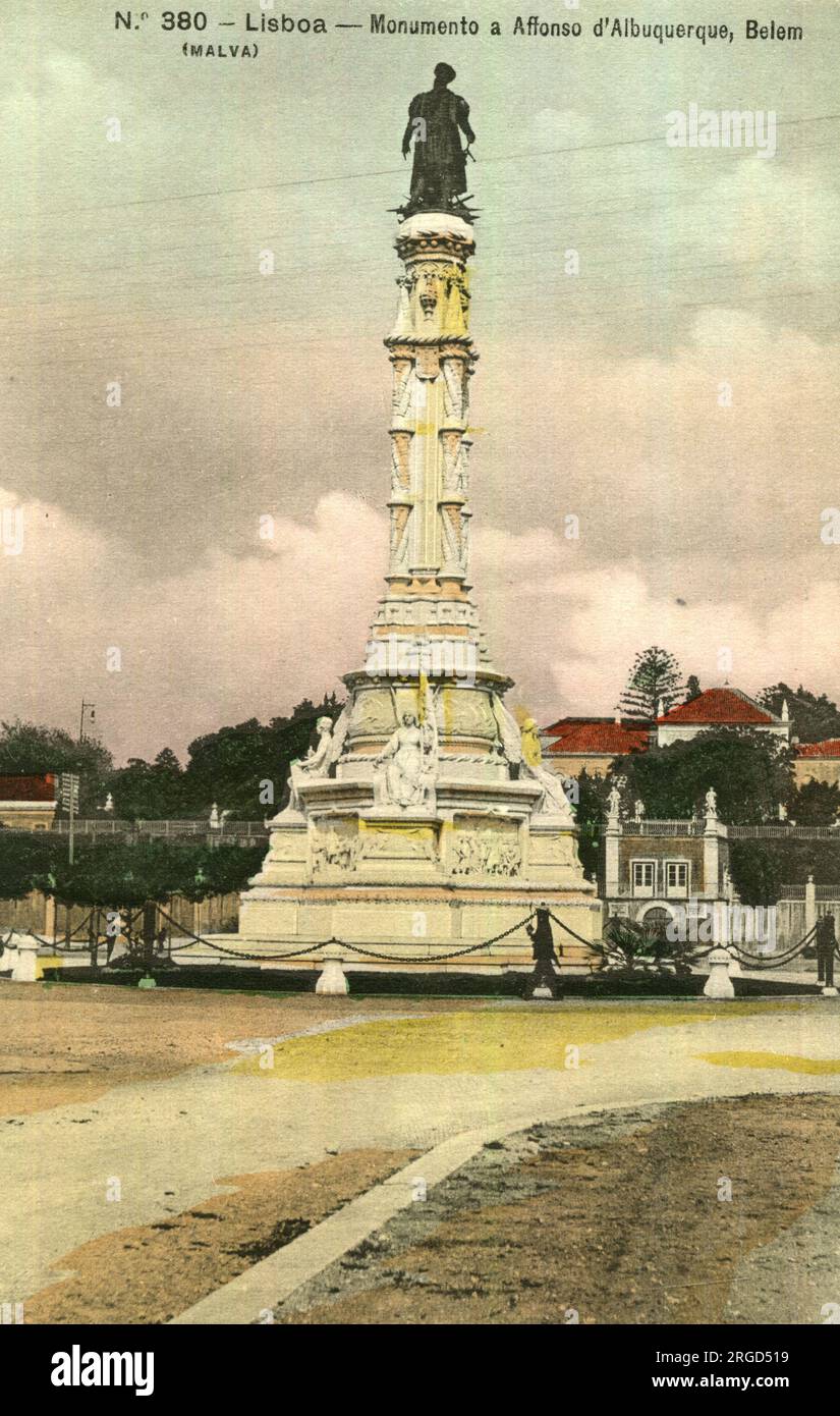 Monument à Afonso de Albuquerque, 1e duc de Goa, général portugais, amiral, et homme d'État, à Belem, Lisbonne, Portugal Banque D'Images