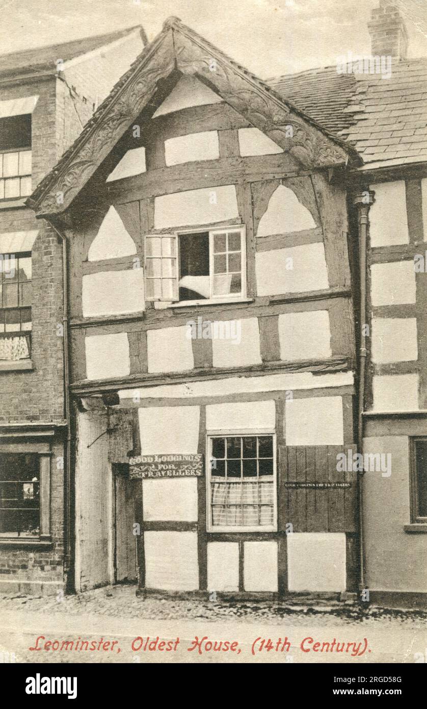 Maison la plus ancienne de Leominster, Herefordshire, datant du 14e siècle. Banque D'Images