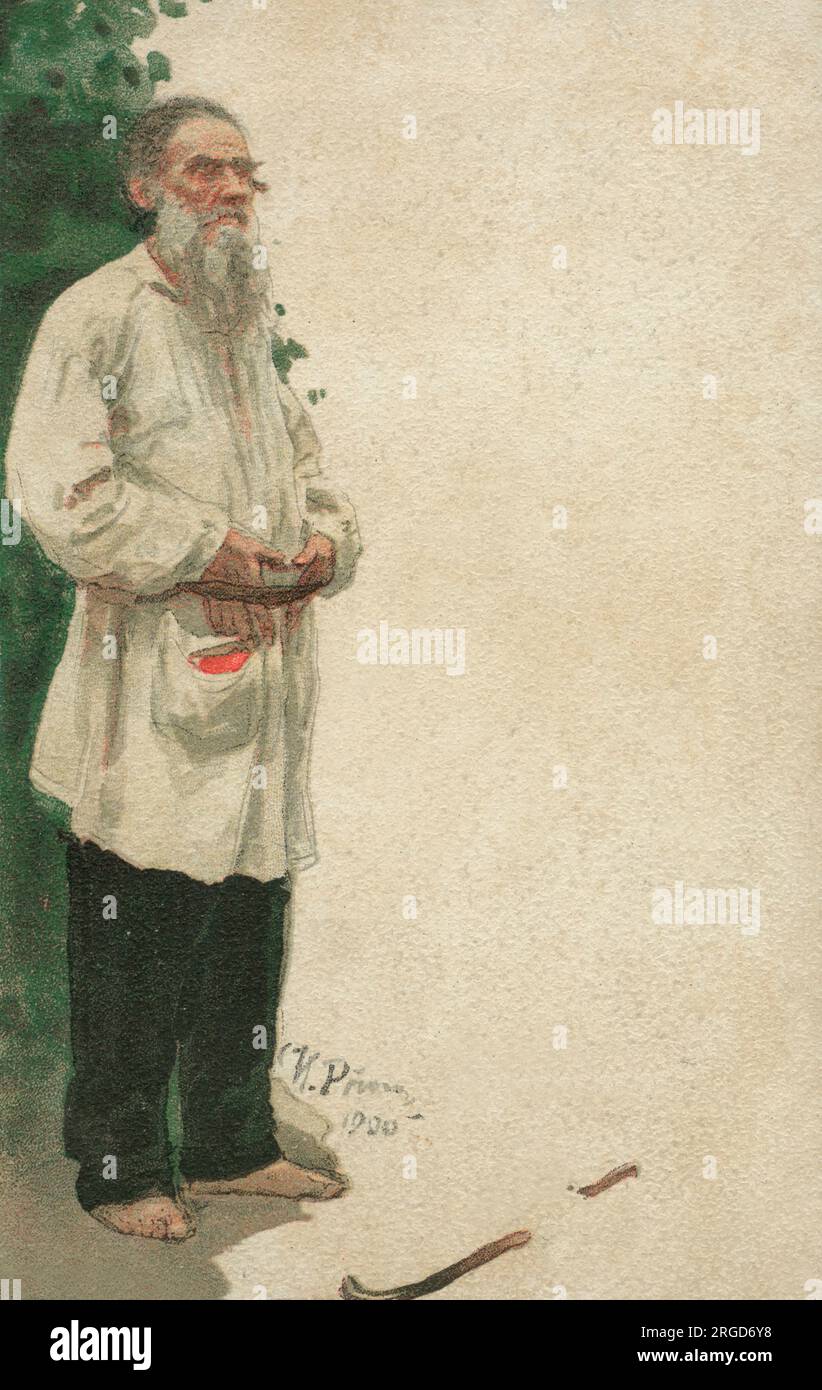 Léon Tolstoï (Comte Lyev Nikolaïevitch Tolstoï), (1828 - 1910), romancier russe, essayiste, dramaturge et réformateur de l'éducation. Banque D'Images