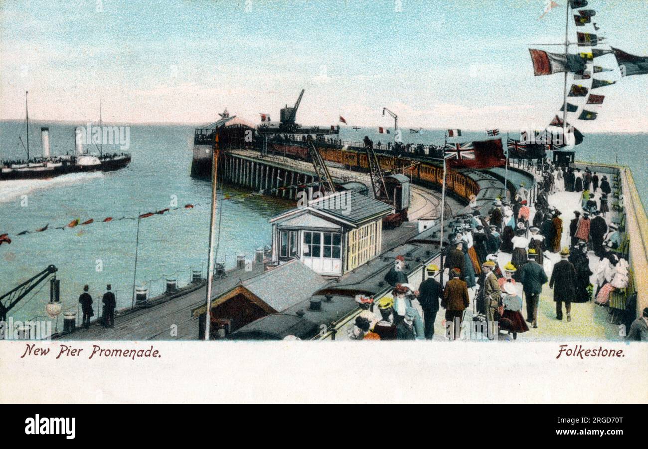 New Pier Promenade, Folkestone, Kent. Banque D'Images