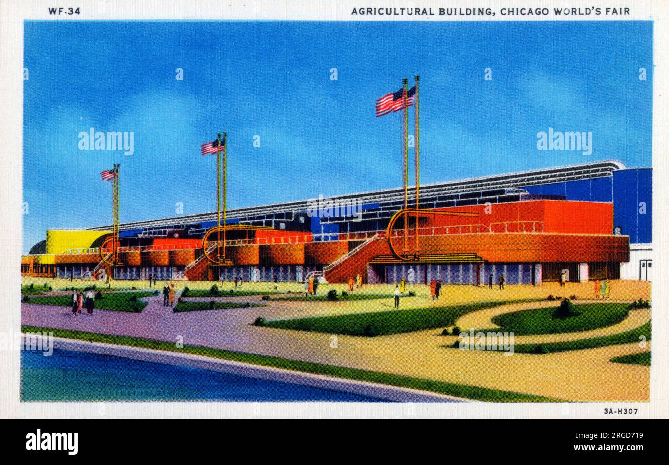 Century of Progress - exposition universelle de Chicago, 1933 - Chicago, Illinois, États-Unis - Bâtiment agricole. Banque D'Images