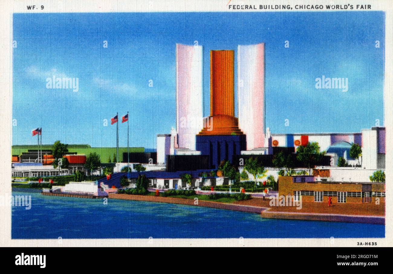 Century of Progress - exposition universelle de Chicago, 1933 - Chicago, Illinois, États-Unis - Bâtiment fédéral. Banque D'Images