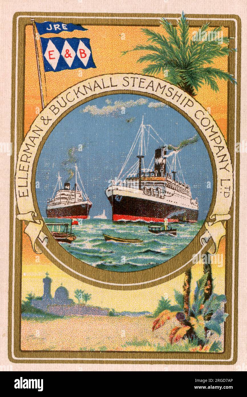 Annonce, Ellerman & Bucknall Steamship Company Ltd, Londres et Cape Town, Afrique du Sud Banque D'Images