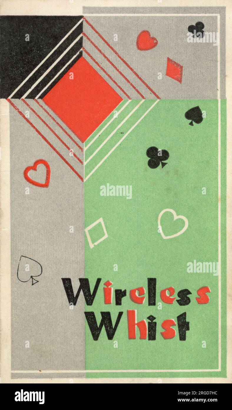 Carte de score de cartes à jouer au whist sans fil, design Art déco Banque D'Images
