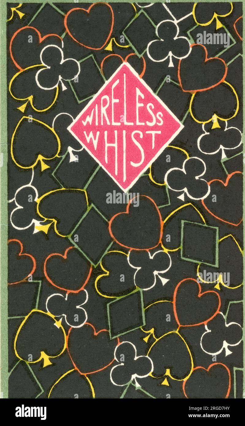 Carte de score de cartes à jouer au whist sans fil, design Art déco Banque D'Images