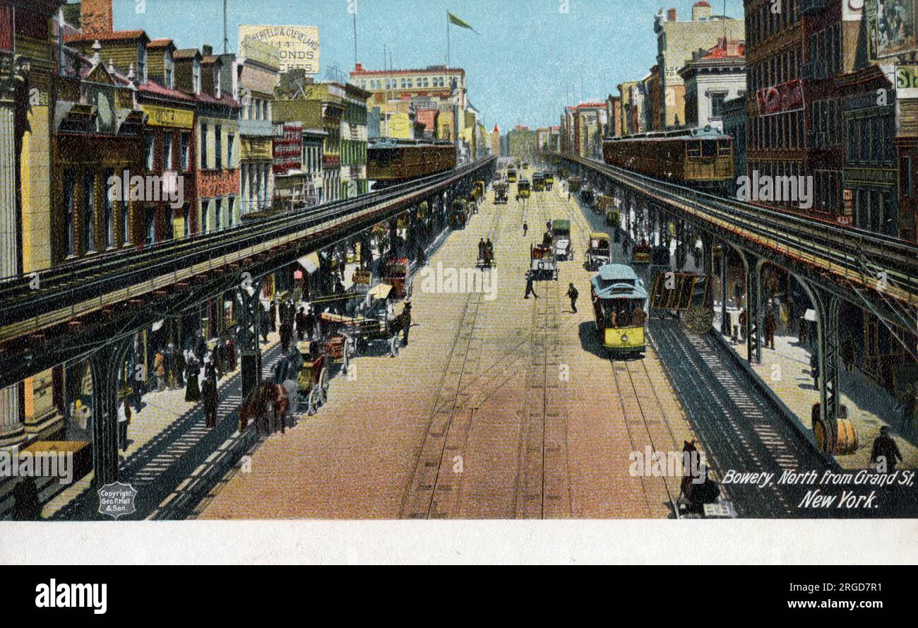 Bowery, au nord de Grand Street, New York, États-Unis. Banque D'Images