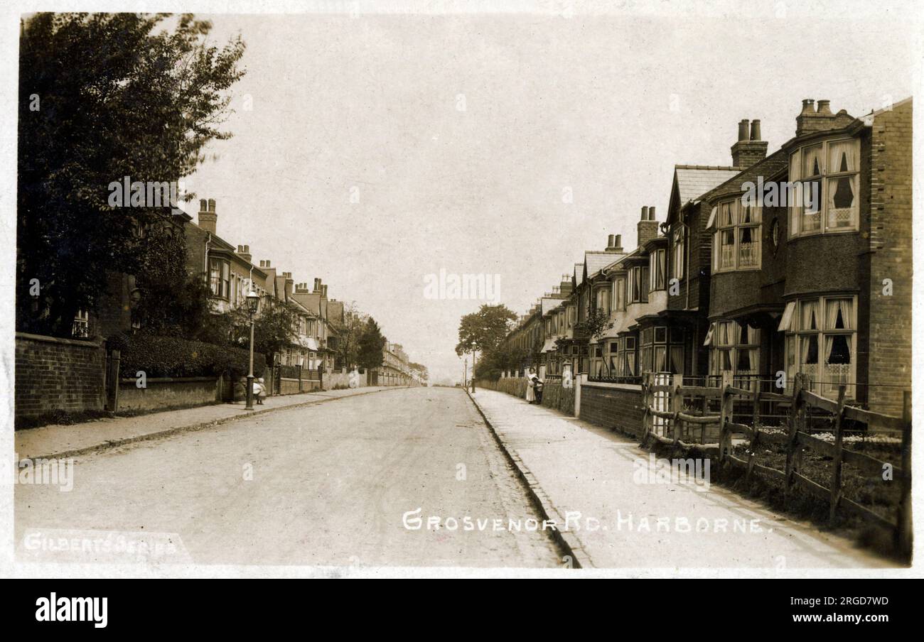 Grosvenor Road (depuis court Oak Road), Harborne, au sud-ouest de Birmingham. Banque D'Images