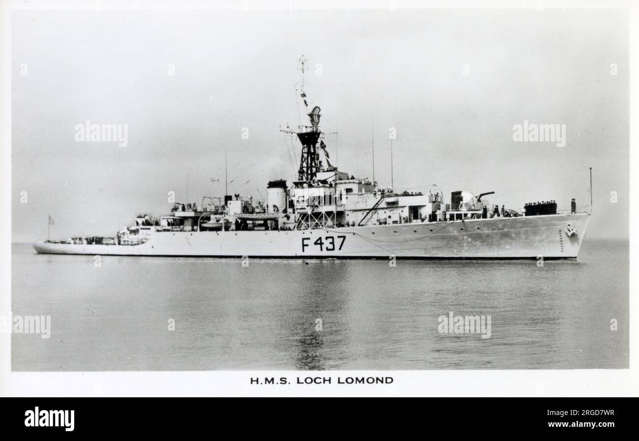 H.M.S. Loch Lomond (F437) - frégate de classe Loch. Mis en service en 1944 - construit à Caledon Shipbuilding & Engineering Company, Dundee. Banque D'Images