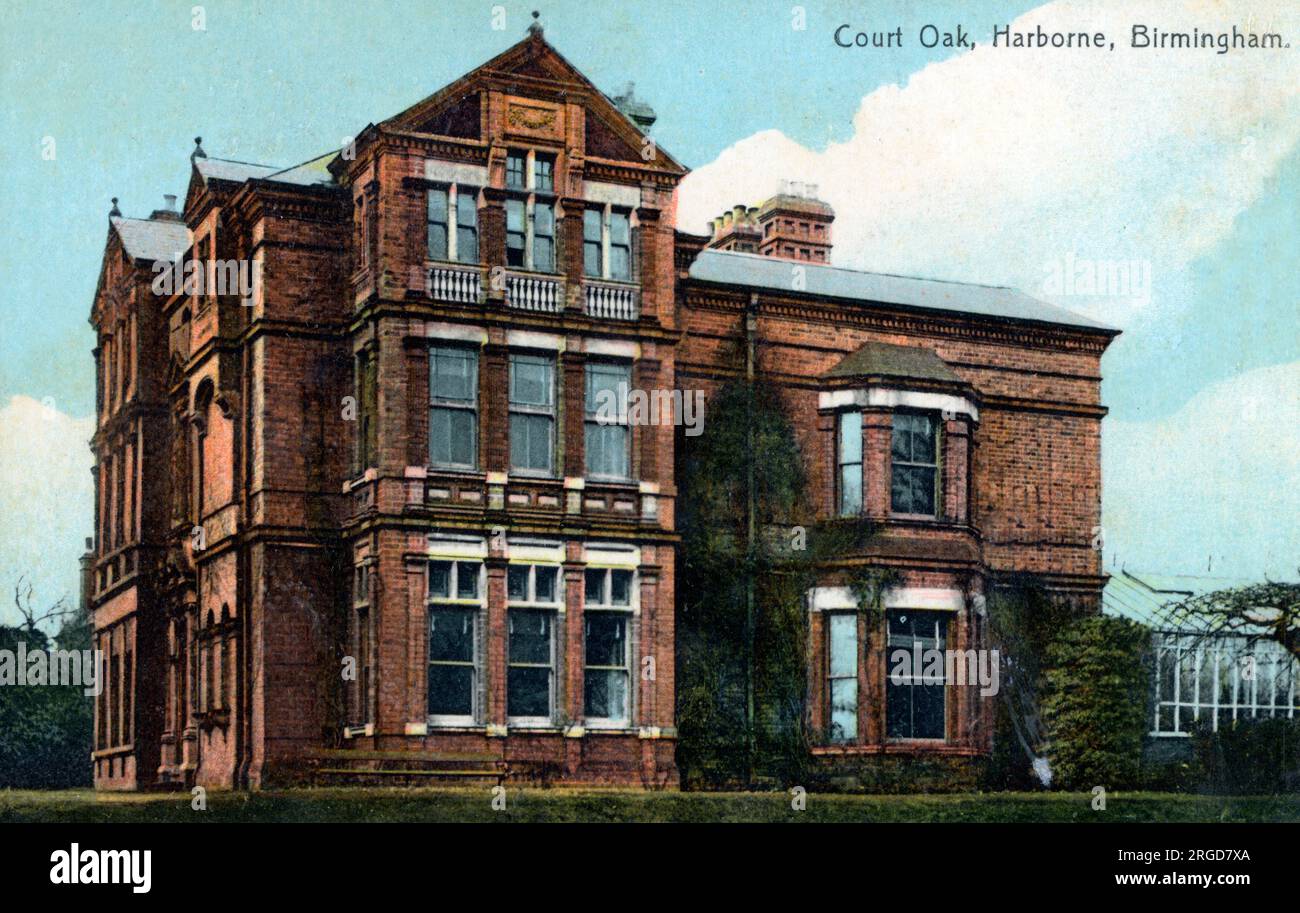 Court Oak House - 150 court Oak Road - Harborne, sud-ouest Birmingham. Drill Hall pour le Warwickshire Army Service corps pendant la première Guerre mondiale. Banque D'Images