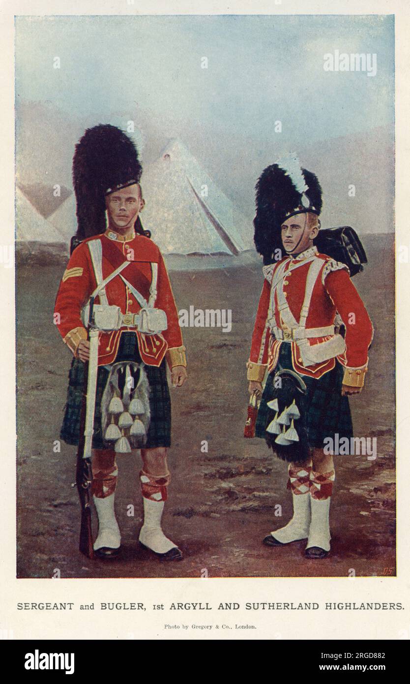 Sergent et bugler, 1st Argyll and Sutherland Highlanders Banque D'Images