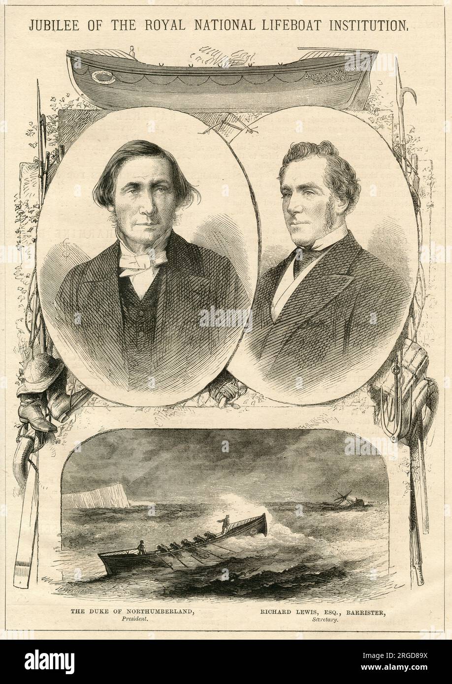 Jubilé de la Royal National Lifeboat institution, duc de Northumberland, président, Richard Lewis, secrétaire Banque D'Images