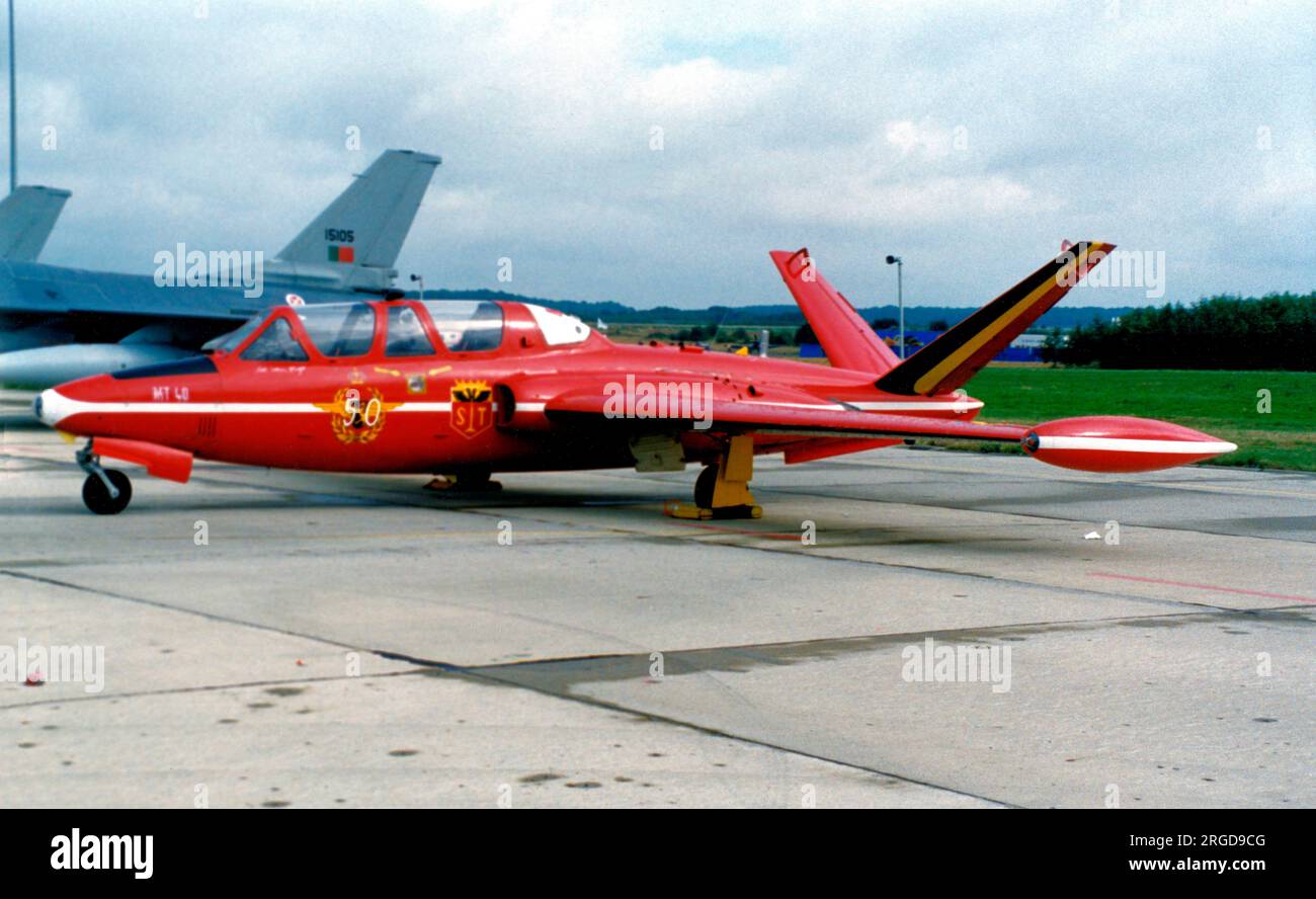 Force aérienne belge - Fouga cm.170-1 Magister MT-40 (msn 317), de l'équipe d'étalage acrobatique Diables Rouge (Red Devils). (Force Aerienne Belge - Belgische Luchtmacht - Force aérienne belge). Banque D'Images