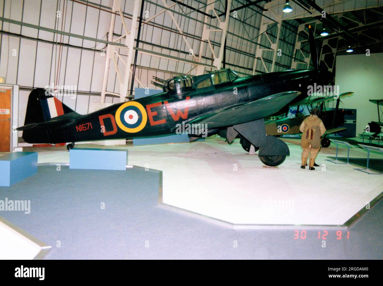 Boulton Paul Defiant F.I N1671 / D-EW, au Royal Air Force Museum, Hendon, le 30 décembre 1991. Banque D'Images
