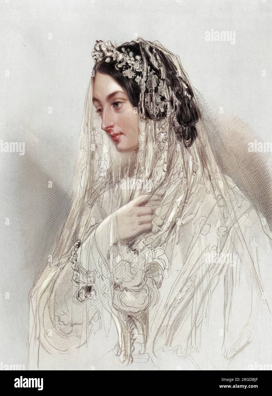 HELENA )nee Shaw-Lefevre) Lady ST JOHN MILDMAY épouse de sir Henry Bouverie St John Mildmay représenté dans ce qui est peut-être sa robe de mariée. Banque D'Images